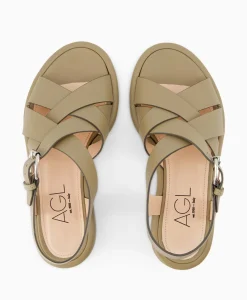 Cheap Sandaal Zonder Hak Alison Multi Khaki Dames Sandalen