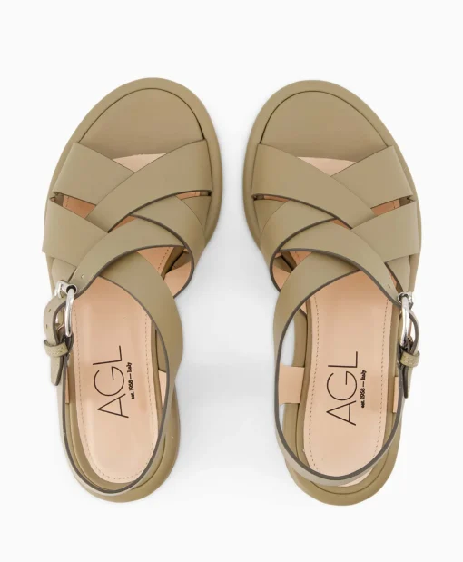 Cheap Sandaal Zonder Hak Alison Multi Khaki Dames Sandalen
