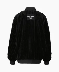 Outlet Jack Woven Rib Fur Bomber Zwart Dames Jassen