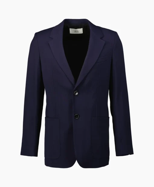 Flash Sale Jack Two Buttons Wool Viscose Twill Donker Blauw Heren Jassen
