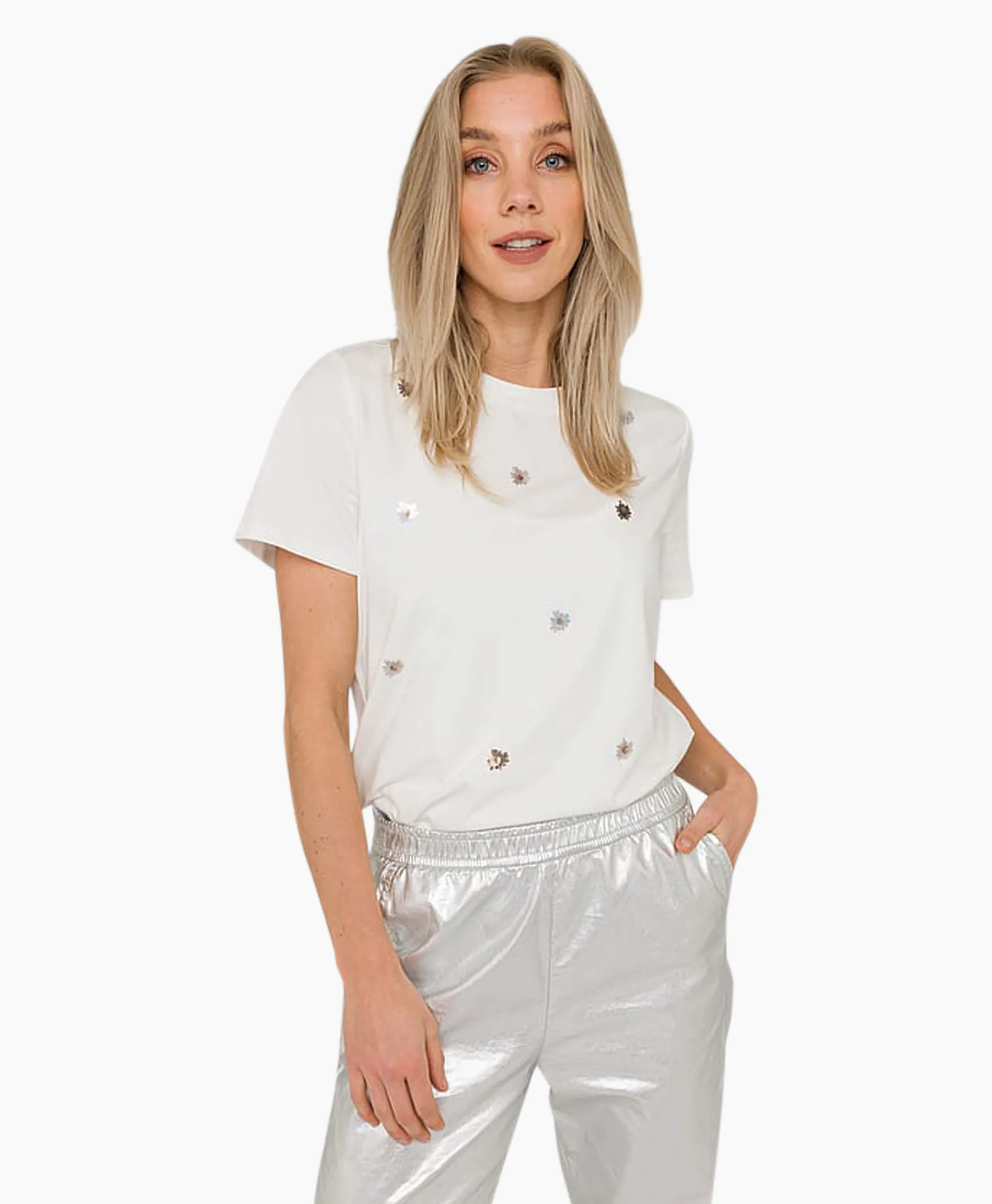 Outlet T-Shirt Korte Mouw 08A04-03629 Off White Dames T-Shirts & Tops