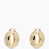 Online Oorbellen Flower Garland Stamped Hoop Earrings Bra Goud Dames Sieraden
