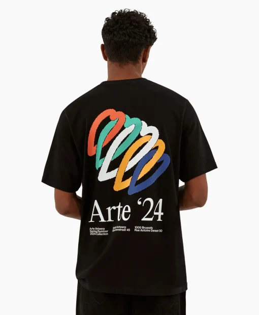 Discount T-Shirt Korte Mouw Heart Rings Back Print Zwart Heren T-Shirts