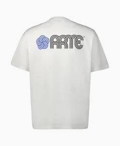 Cheap T-Shirt Korte Mouw Circle Flower Back Front Print Wit Heren T-Shirts