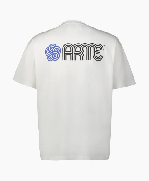 Cheap T-Shirt Korte Mouw Circle Flower Back Front Print Wit Heren T-Shirts