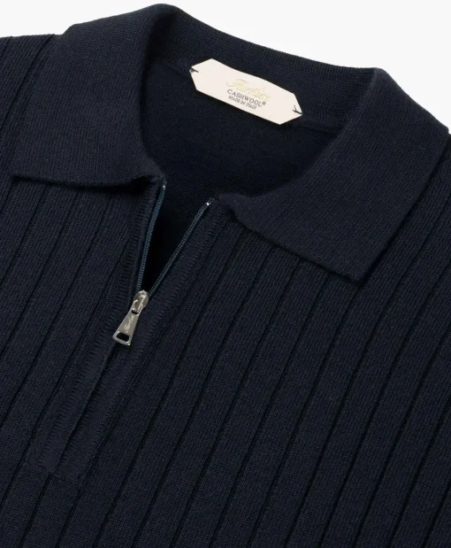 Best Sale Pullover Rib Zip Polos Ls Donker Blauw Heren Truien