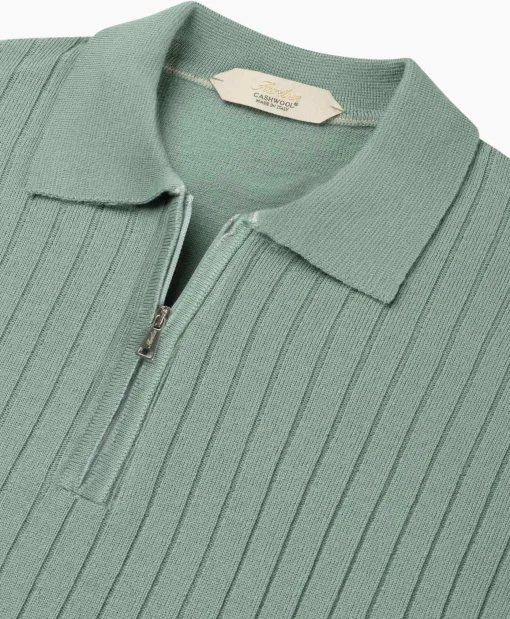 Online Pullover Rib Zip Polos Ls Licht Groen Heren Truien