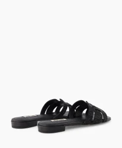 Clearance Sandaal Zonder Hak Strass Zwart Dames Sandalen
