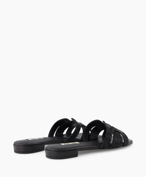 Clearance Sandaal Zonder Hak Strass Zwart Dames Sandalen