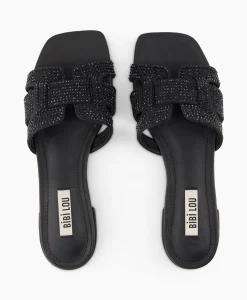 Clearance Sandaal Zonder Hak Strass Zwart Dames Sandalen