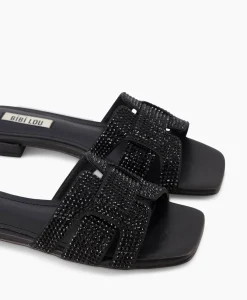 Clearance Sandaal Zonder Hak Strass Zwart Dames Sandalen