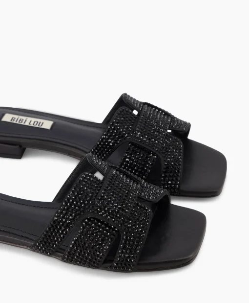 Clearance Sandaal Zonder Hak Strass Zwart Dames Sandalen