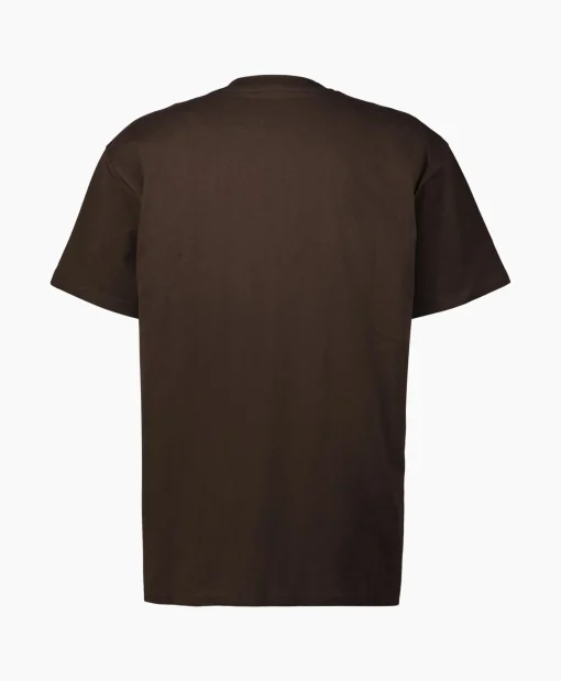 Outlet T-Shirt S/S American Script Organic Cotton Donker Bruin Heren T-Shirts