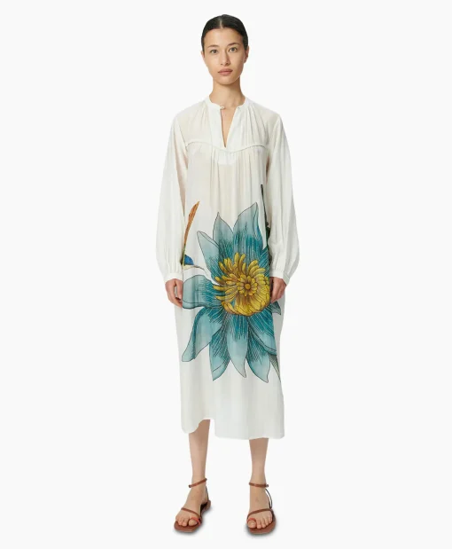 Sale Maxi Jurk Daisy Embroidered Blauw Dames Bruiloftskleding