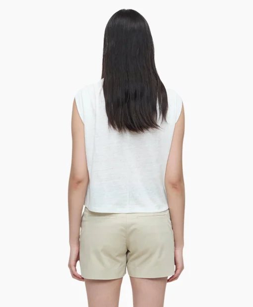 Fashion Top Pleated Sleeveless Ecru Dames T-Shirts & Tops