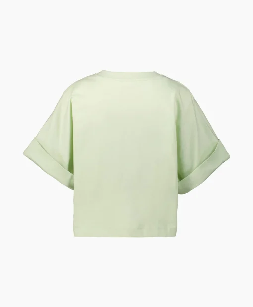 Cheap T-Shirt Korte Mouw Turn Up Licht Groen Dames T-Shirts & Tops