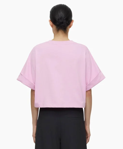 Cheap T-Shirt Korte Mouw Turn Up Roze Dames T-Shirts & Tops