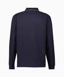 Clearance Polo Stretch Piquet Regular Long Sleeve Donker Blauw Heren Polo's