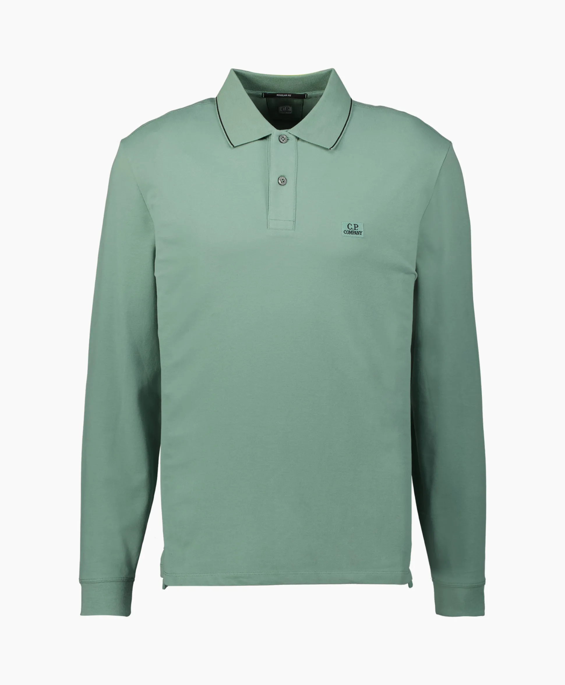 Outlet Polo Stretch Piquet Regular Long Sleeve Licht Groen Heren Polo's