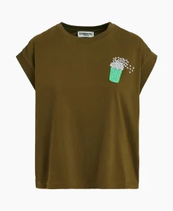 Outlet T-Shirt Korte Mouw Faustina Groen Dames T-Shirts & Tops