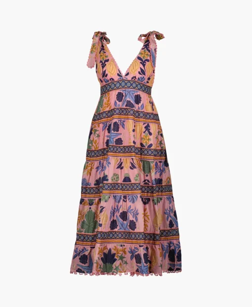 Cheap Midi Jurk Seashell Tapestry Pink Rose Dames Bruiloftskleding