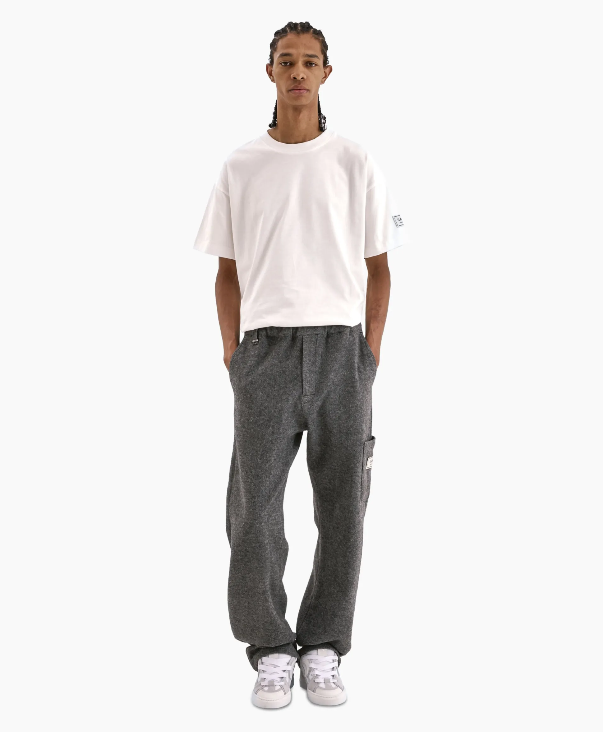 Outlet Flaneur T-Shirt Korte Mouw Atelier Sleeve Emblem Wit Heren T-Shirts