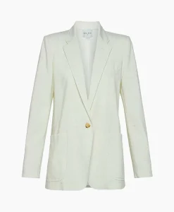 Cheap Blazer Tweed Viscose Silk Jacket Off White Dames Blazers