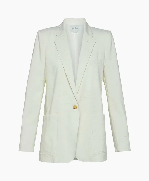 Cheap Blazer Tweed Viscose Silk Jacket Off White Dames Blazers