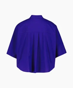 New Blouse Bci Cotton Popeline Half Sleeves Paars Dames Blouses
