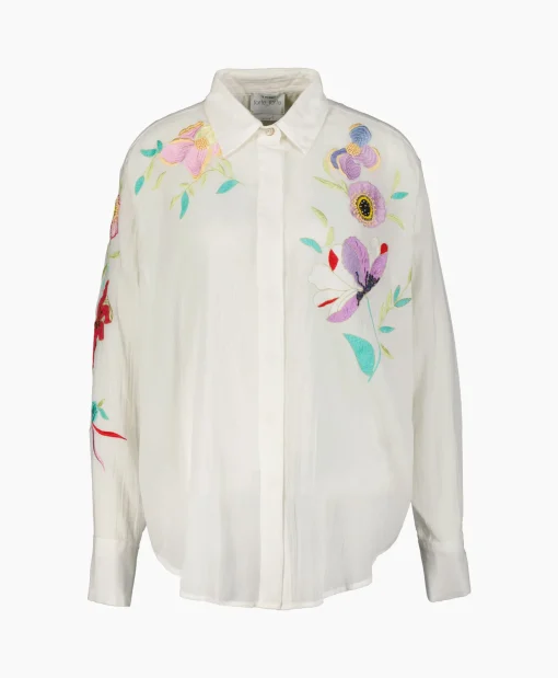 Online Blouse Heaven Embroidery Cotton Voile Wit Dames Blouses