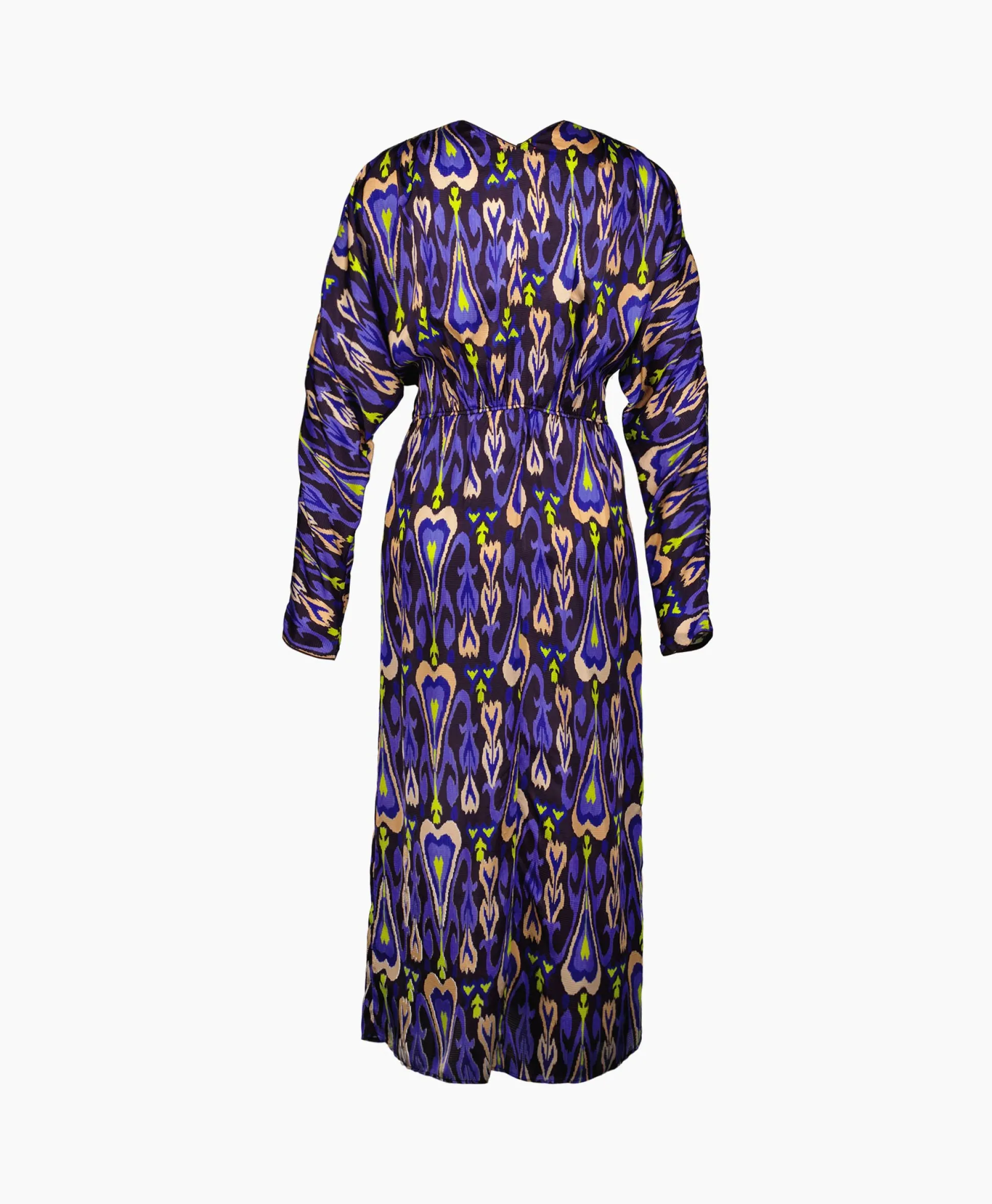 Sale Midi Jurk Print Satin Dress Norther Light Paars Dames Jurken