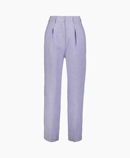 Outlet Pantalon Chic Linen Herringbone High Waist Lila Dames Broeken