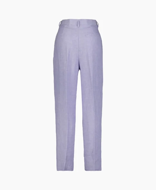 Outlet Pantalon Chic Linen Herringbone High Waist Lila Dames Broeken