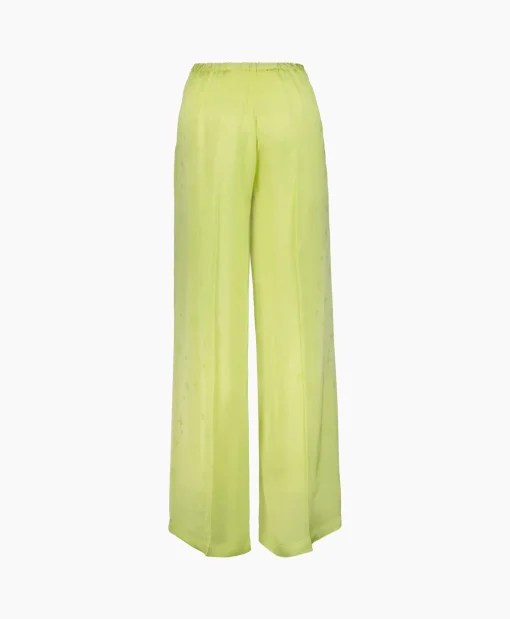 Flash Sale Pantalon Toile Satin Jacquard Palazzo Geel Dames Broeken