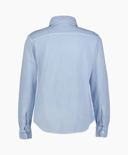Outlet Overhemd M/L Piquet Con Ricamo Licht Blauw Heren Overhemden
