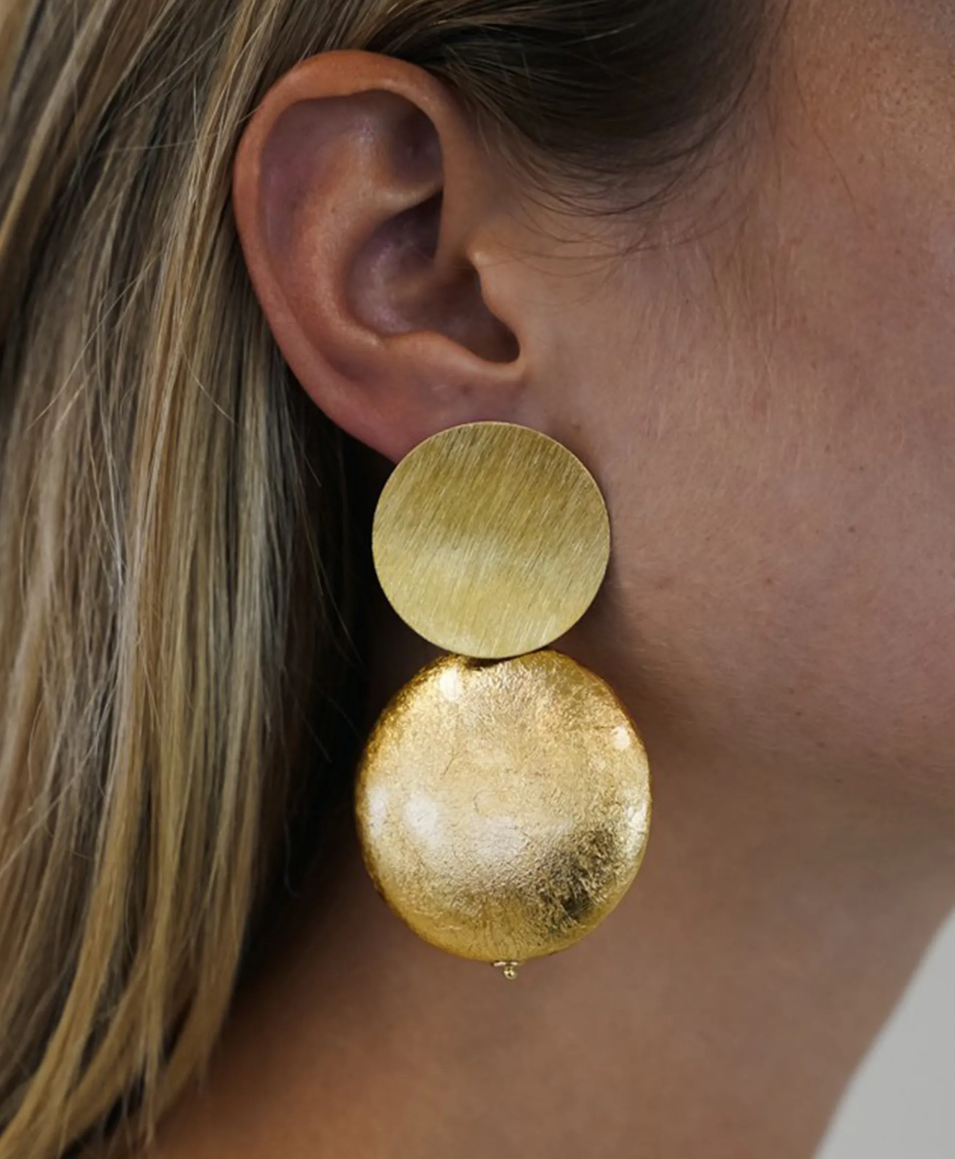 Sale Oorbellen Cw Earring Round Disc Xl Goud Dames Sieraden