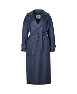 Online Jas Mantel 100shmere Midden Blauw Dames Jassen