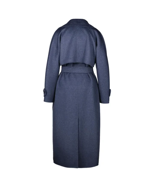 Online Jas Mantel 100shmere Midden Blauw Dames Jassen