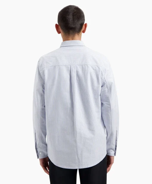 Sale Overhemd Oxford Stripe Blauw Heren Overhemden