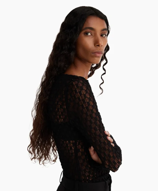 Discount Rohe Top Lace Zwart Dames T-Shirts & Tops