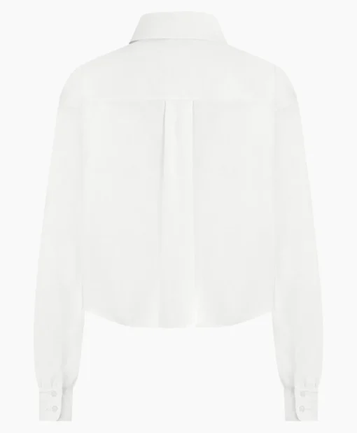 Flash Sale Blouse Dion Cropped Poplin Wit Dames Blouses
