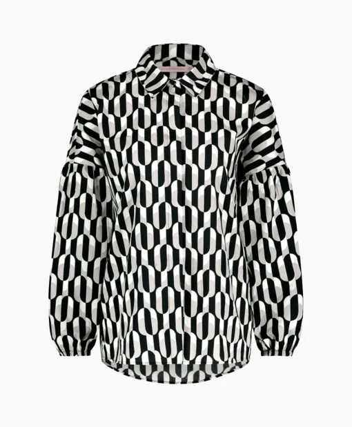 Online Blouse Havana Coffee Beans Zwart Dessin Dames Blouses