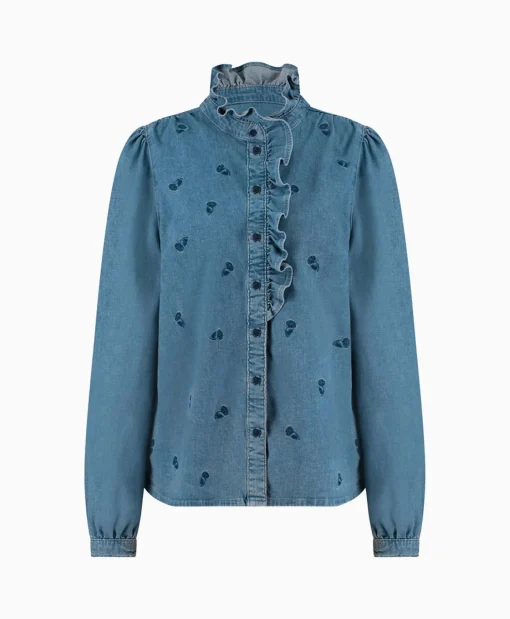 Best Broek Lola Embroidery Denim Blouse Jeans Dames Blouses