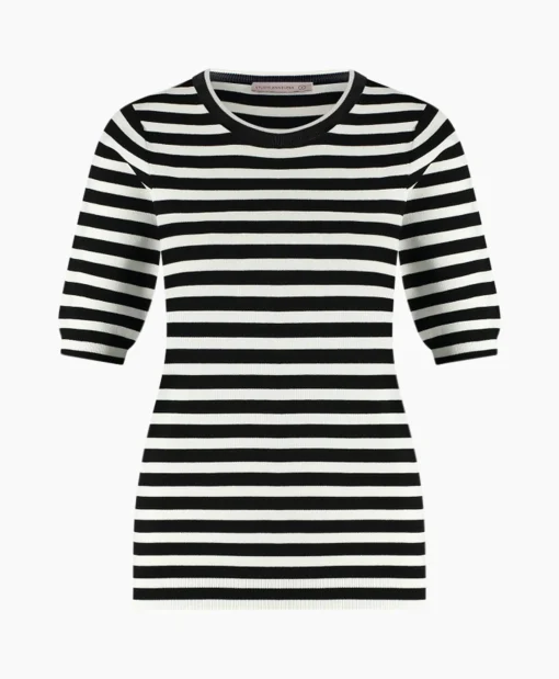 Cheap Pullover Luna Stripe Short Slv Zwart Dessin Dames Truien