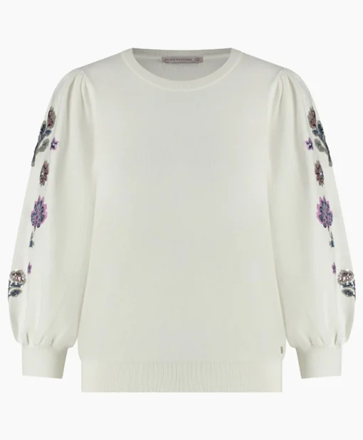 Sale Pullover Hollie Embroidery Ecru Dames Truien