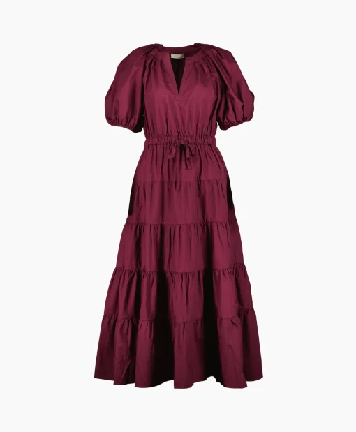 New Midi Jurk Olina Bordeaux Dames Jurken