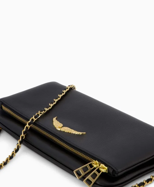 Best Sale Zadig & Voltaire Crossbody Tas Rock Grained Leather Zwart Dames Tassen