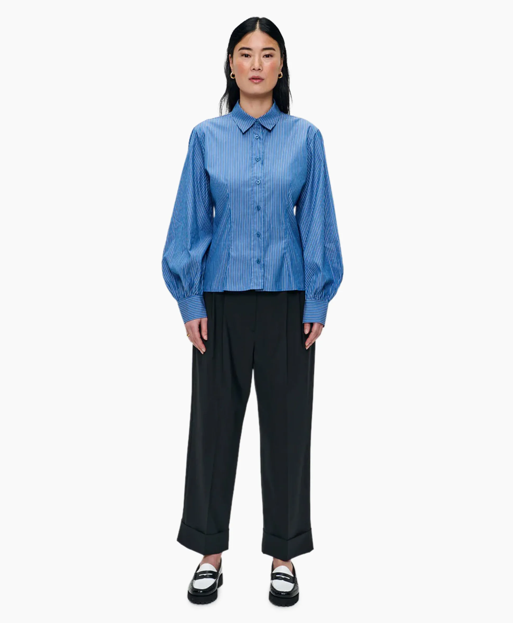 Online Blouse Puff Sleeve Blauw Dames Blouses