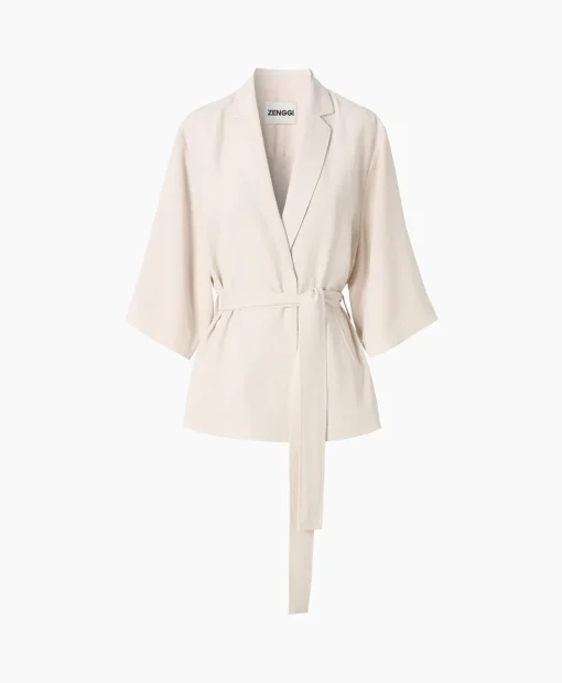 Best Vest Japanse Crepe Kimono Off White Dames Vesten