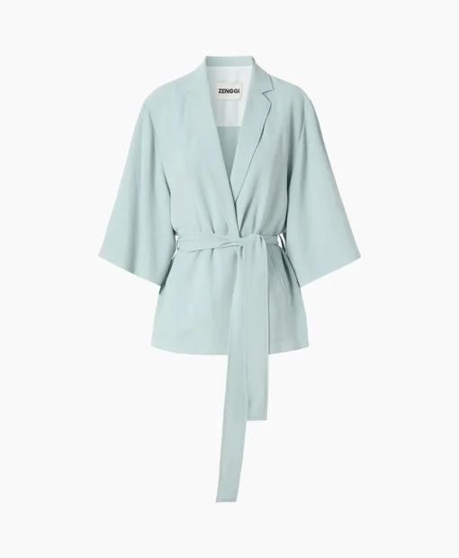 Shop Vest Japanse Crepe Kimono Licht Groen Dames Vesten